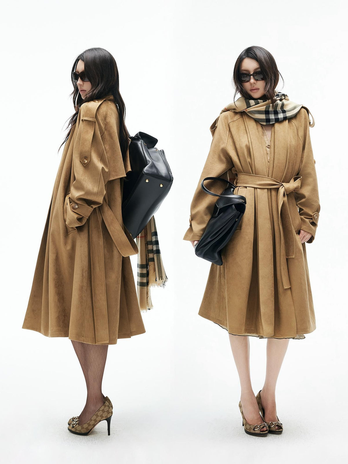 iamxiaa Wrap Belted Longline Collarless Women&
