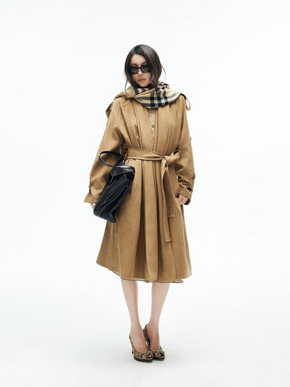 iamxiaa Wrap Belted Longline Collarless Women&