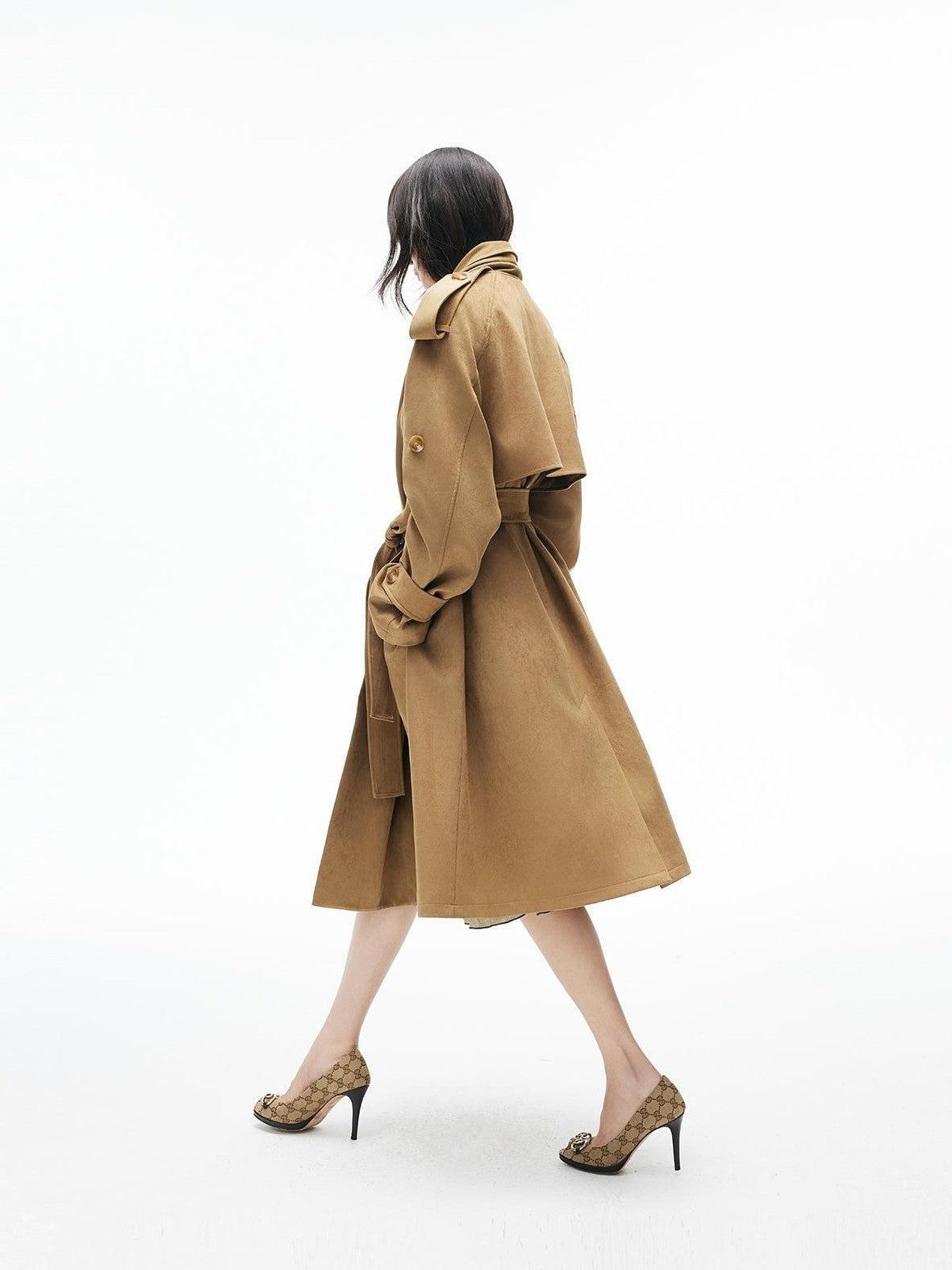 iamxiaa Wrap Belted Longline Collarless Women&