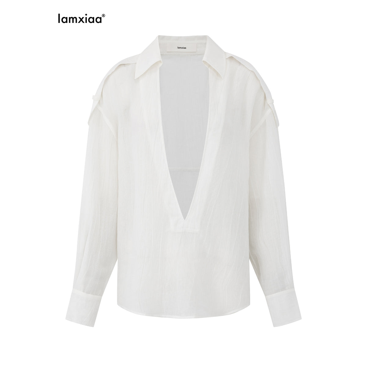 iamxiaa_Wrinkled_Texture_Deep_V-neck_Shoulder_Strap_Convertible_Sleeve_Women&
