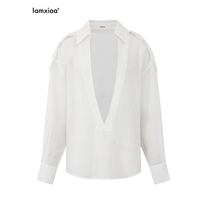 iamxiaa_Wrinkled_Texture_Deep_V-neck_Shoulder_Strap_Convertible_Sleeve_Women&