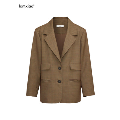 iamxiaa_Yellow_Brown_Houndstooth_Wide_Shoulder_Notched_Lapel_Women&