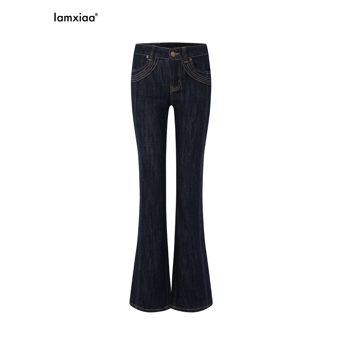 iamxiaa_Yellow_Stitch_Trim_Cropped_Denim_Jacket_Low_Rise_Flared_Women&