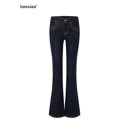 iamxiaa_Yellow_Stitched_Split_Crop_Jacket_Lowrise_Flare_Women&