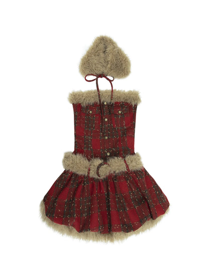 Punk Plaid Bustier Tube Dress For Christmas Party Dresses