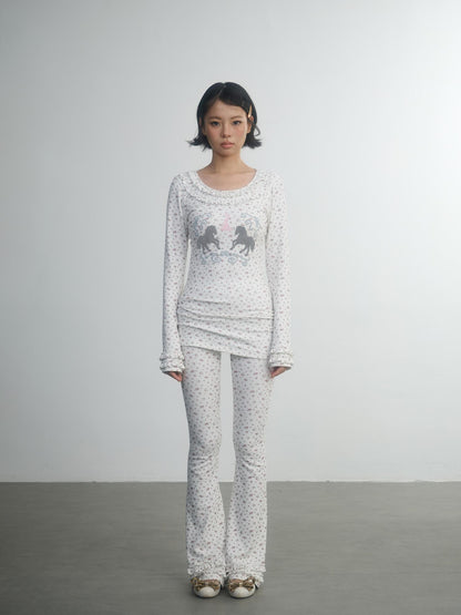 in two twos Derong Allover Floral Micro Flare Women&