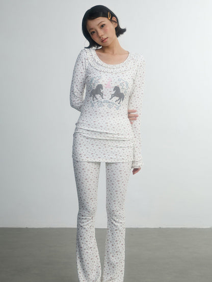 in two twos Derong Allover Floral Micro Flare Women&