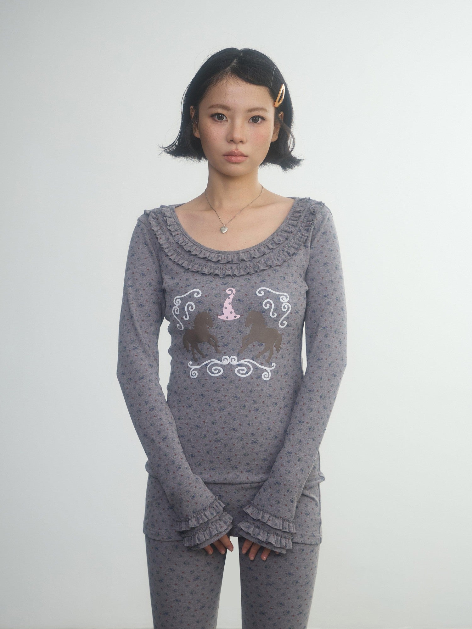 in two twos Lace Floral Pony Wide Neck Women&