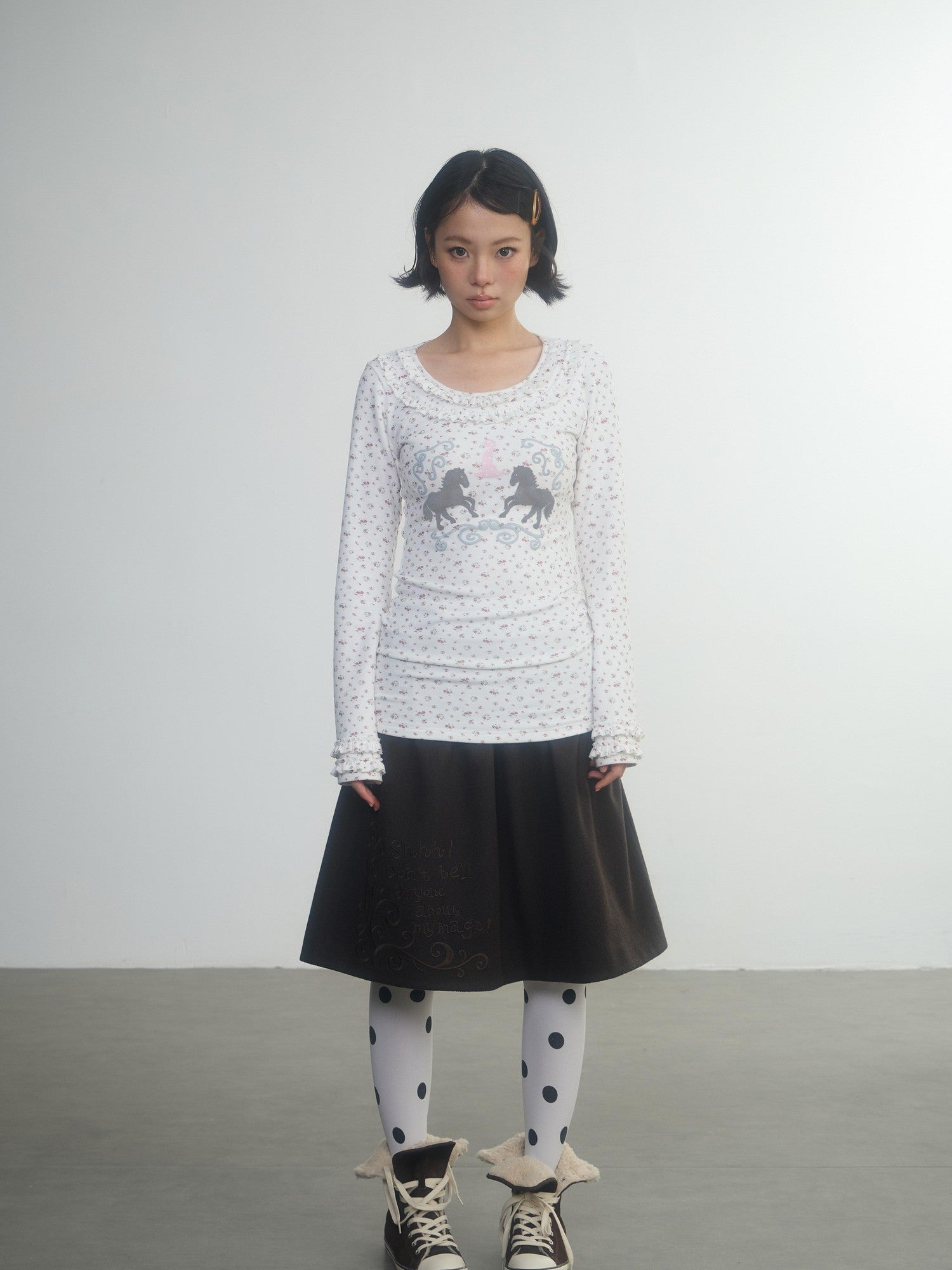 in two twos Lace Floral Pony Wide Neck Women&