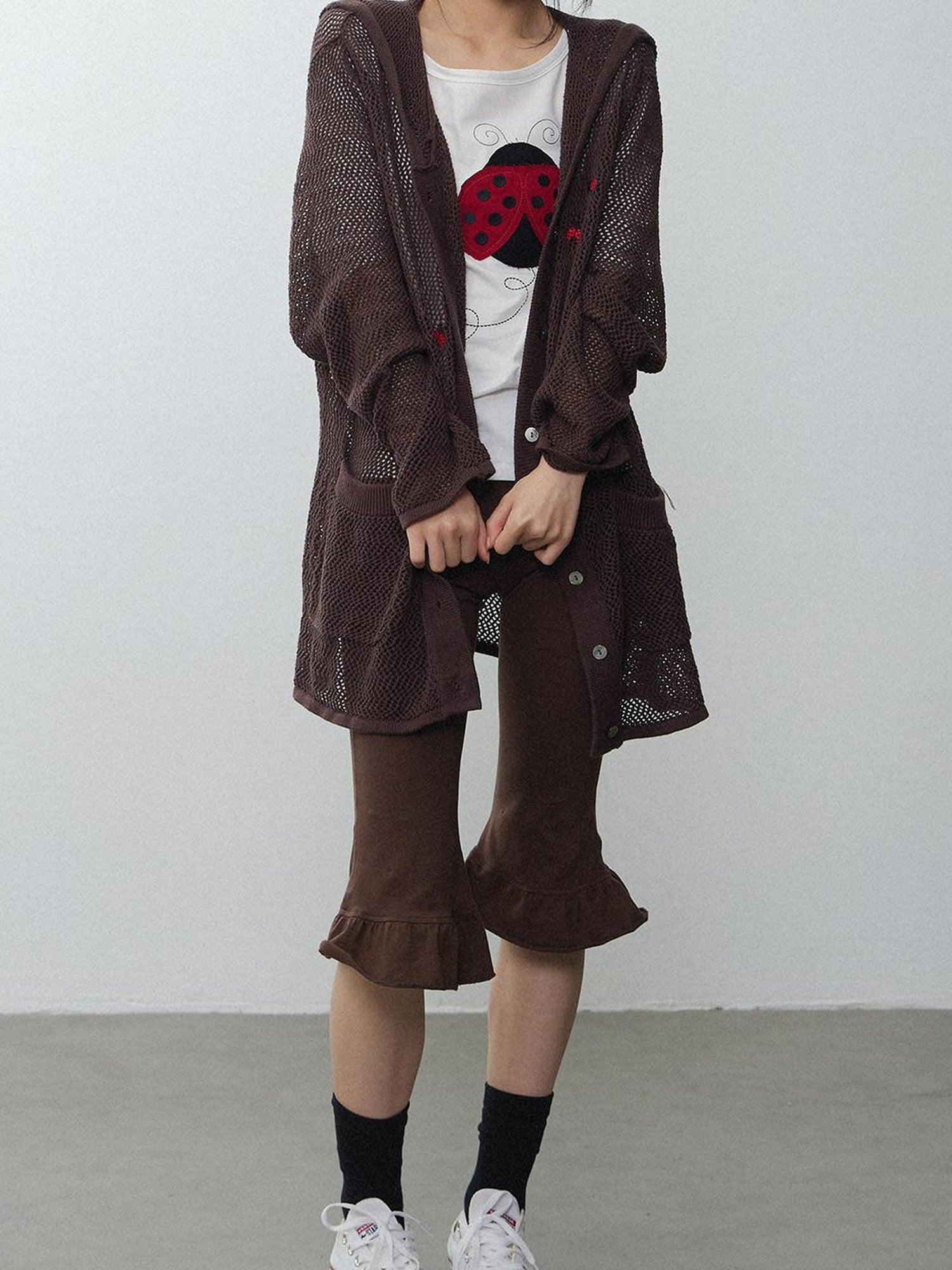 in two twos Ladybug Cutout Hooded Long Sleeve Knit Women&