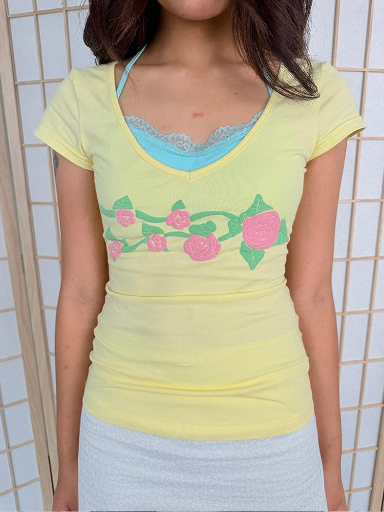 in two twos Mint Green Colorful Lace Halter Women&
