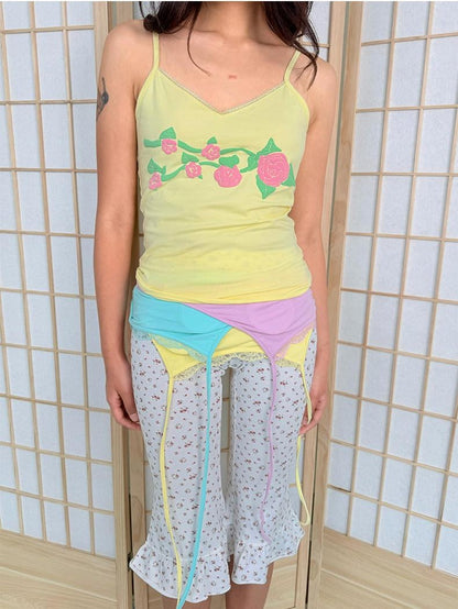 in two twos Mint Green Colorful Lace Halter Women&