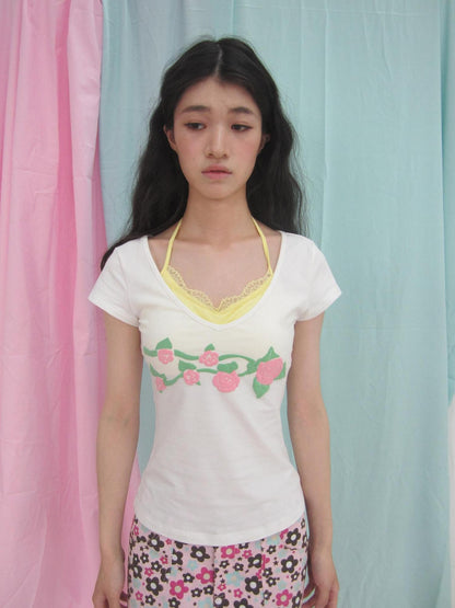in two twos Mint V-neck Cinched Waist Floral Women&