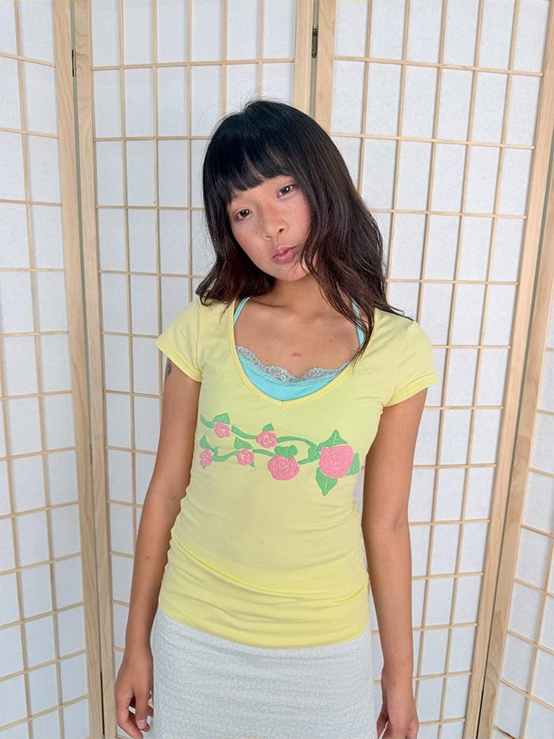 in two twos Mint V-neck Cinched Waist Floral Women&