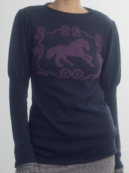 in_two_twos_Pony_Motif_Puff_Sleeve_Faux_Layered_Women&