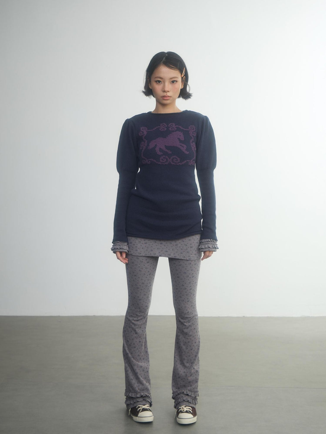 in two twos Pony Motif Puff Sleeve Faux Layered Women&