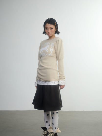 in two twos Pony Motif Puff Sleeve Faux Layered Women&