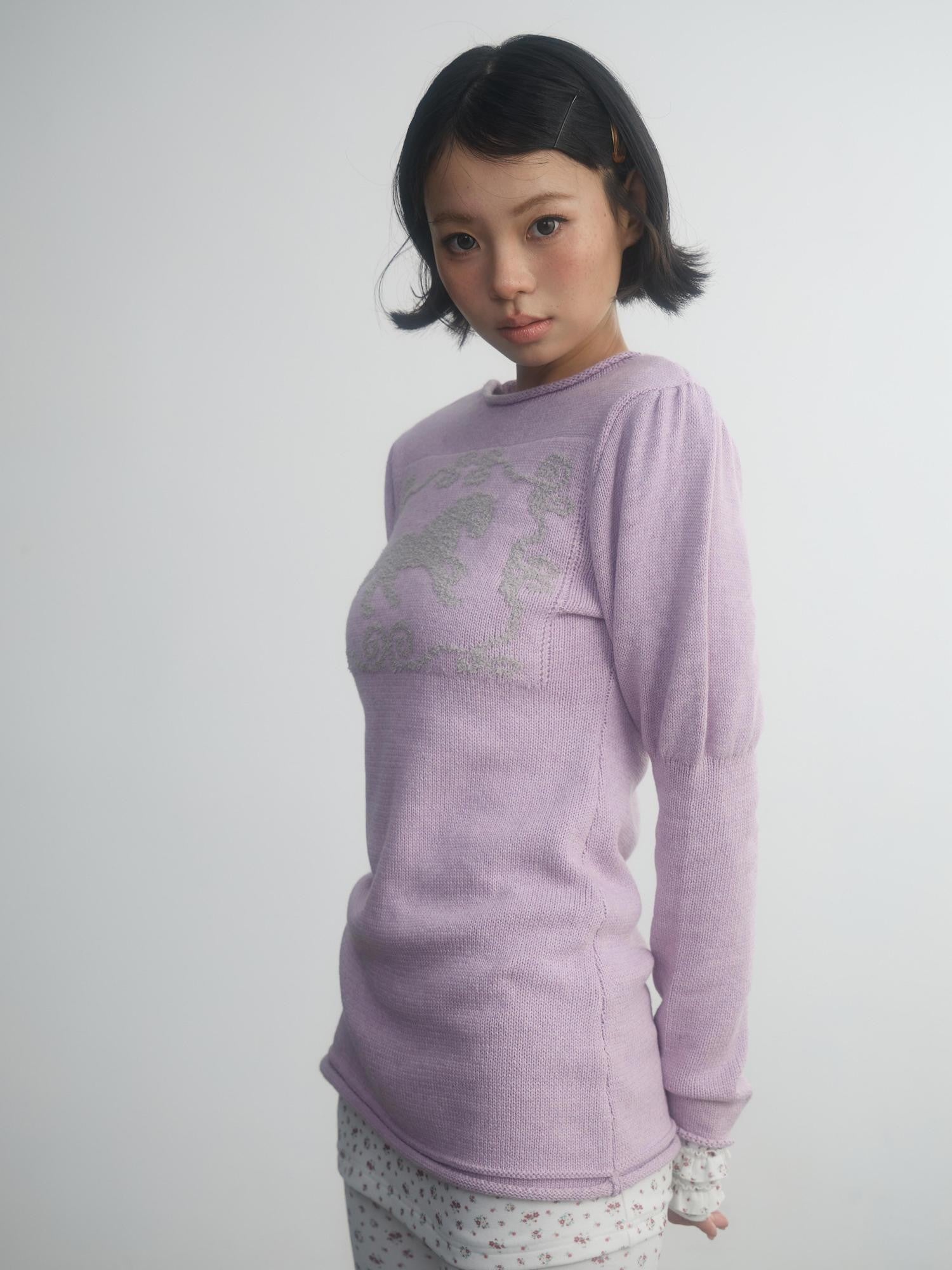 in two twos Pony Motif Puff Sleeve Faux Layered Women&