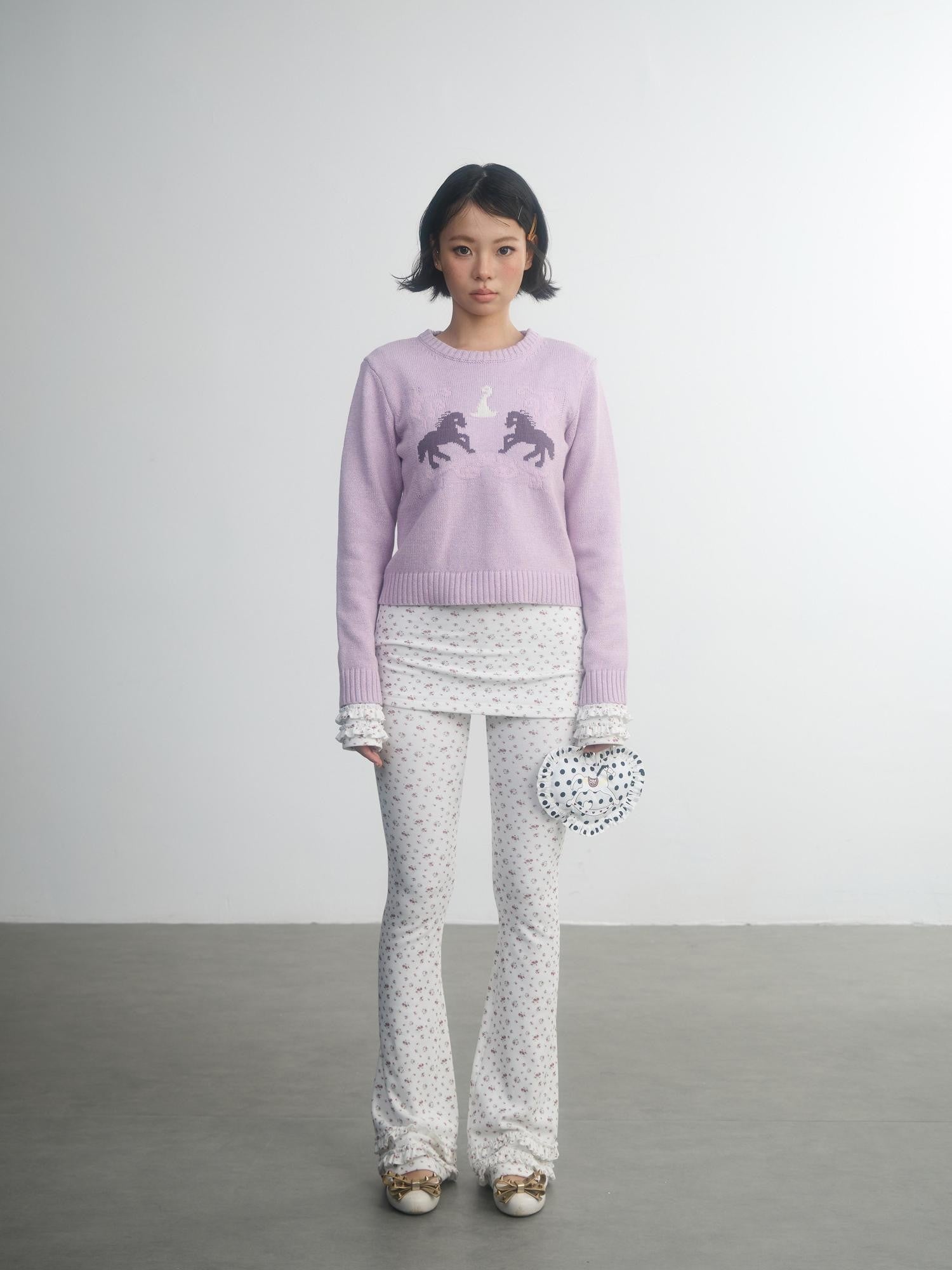 in two twos Retro Fairy Tale Pony Intarsia Knit Women&