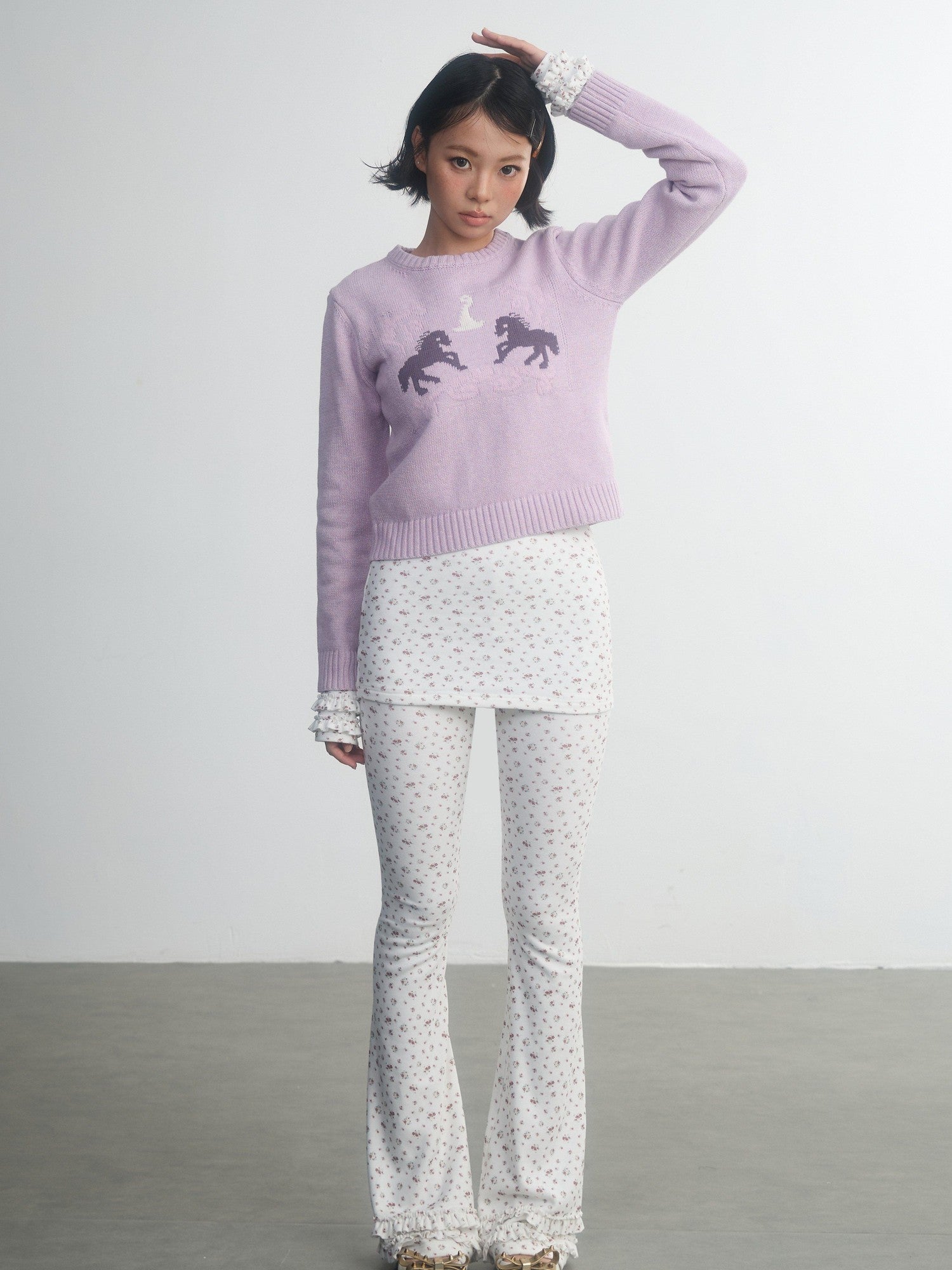 in two twos Retro Fairy Tale Pony Intarsia Knit Women&