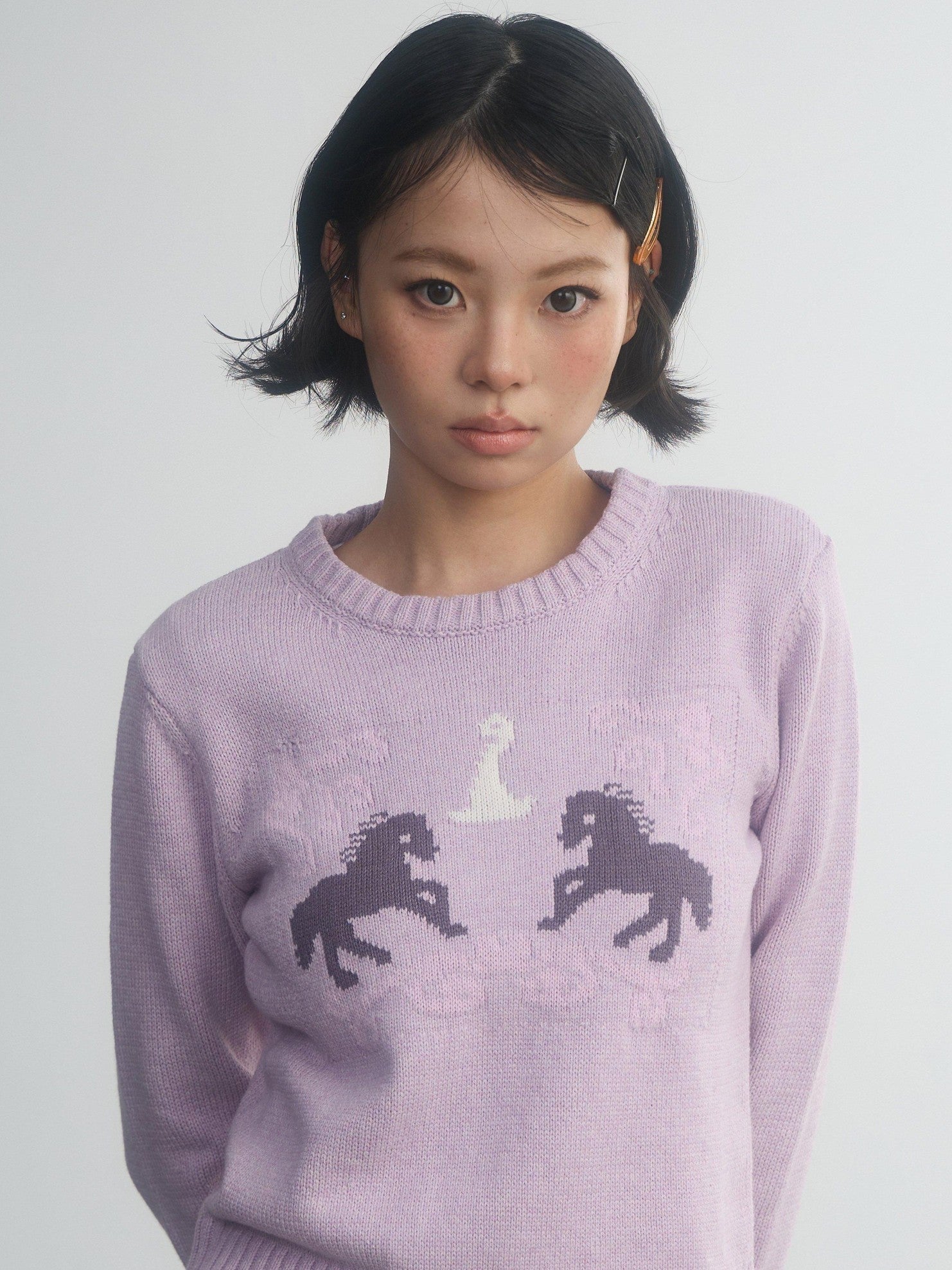 in two twos Retro Fairy Tale Pony Intarsia Knit Women&