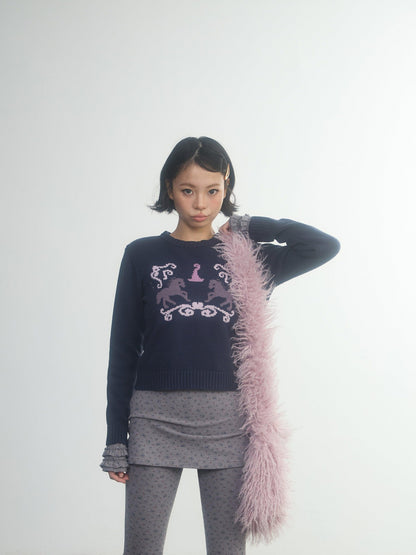 in two twos Retro Fairy Tale Pony Intarsia Knit Women&