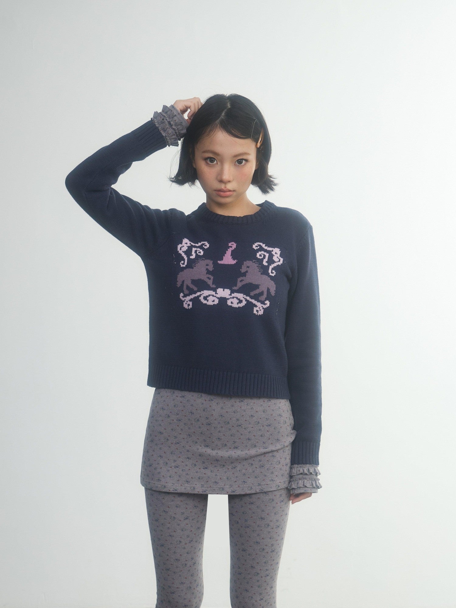 in two twos Retro Fairy Tale Pony Intarsia Knit Women&