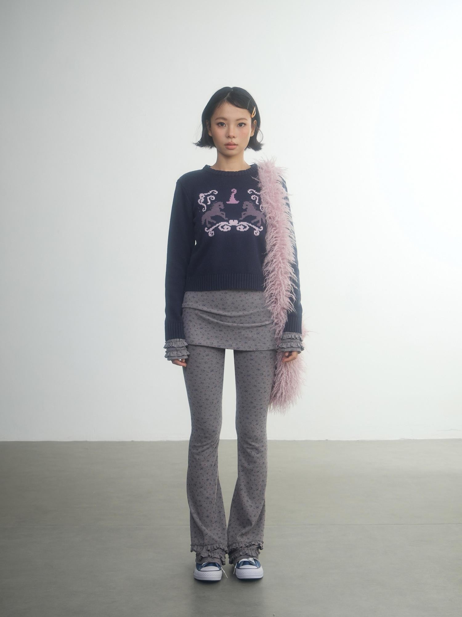 in two twos Retro Fairy Tale Pony Intarsia Knit Women&