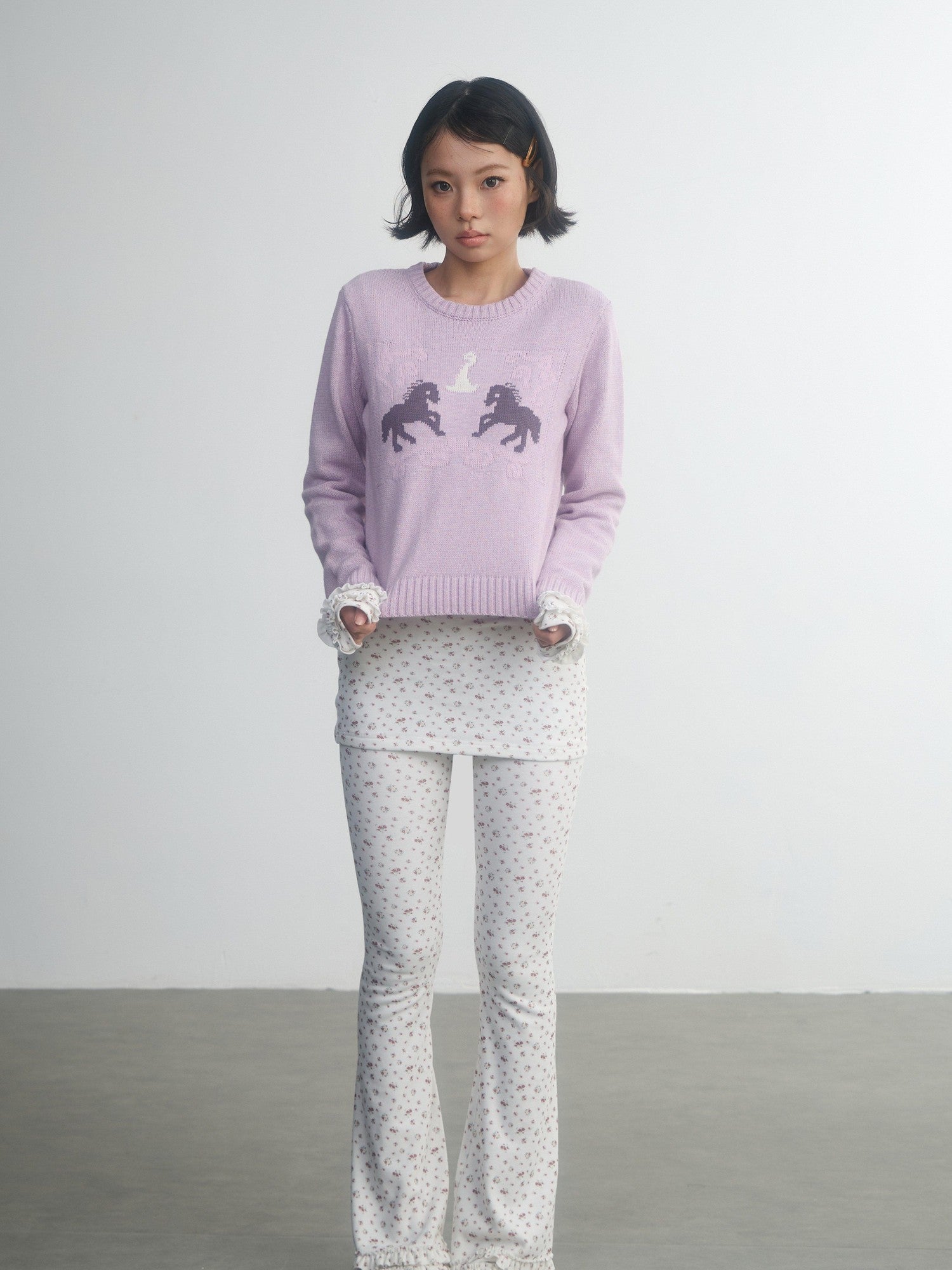 in two twos Retro Fairy Tale Pony Intarsia Knit Women&
