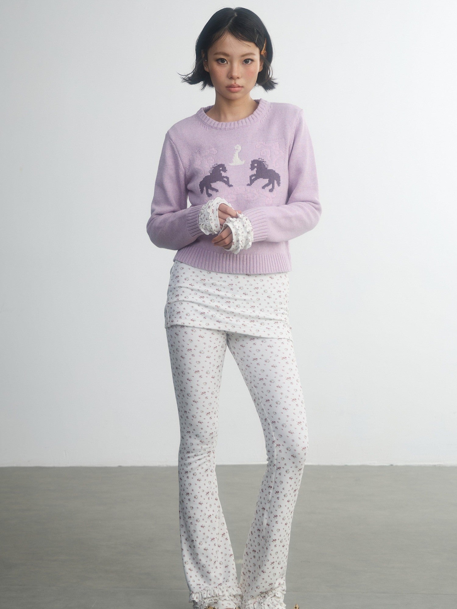 in two twos Retro Fairy Tale Pony Intarsia Knit Women&