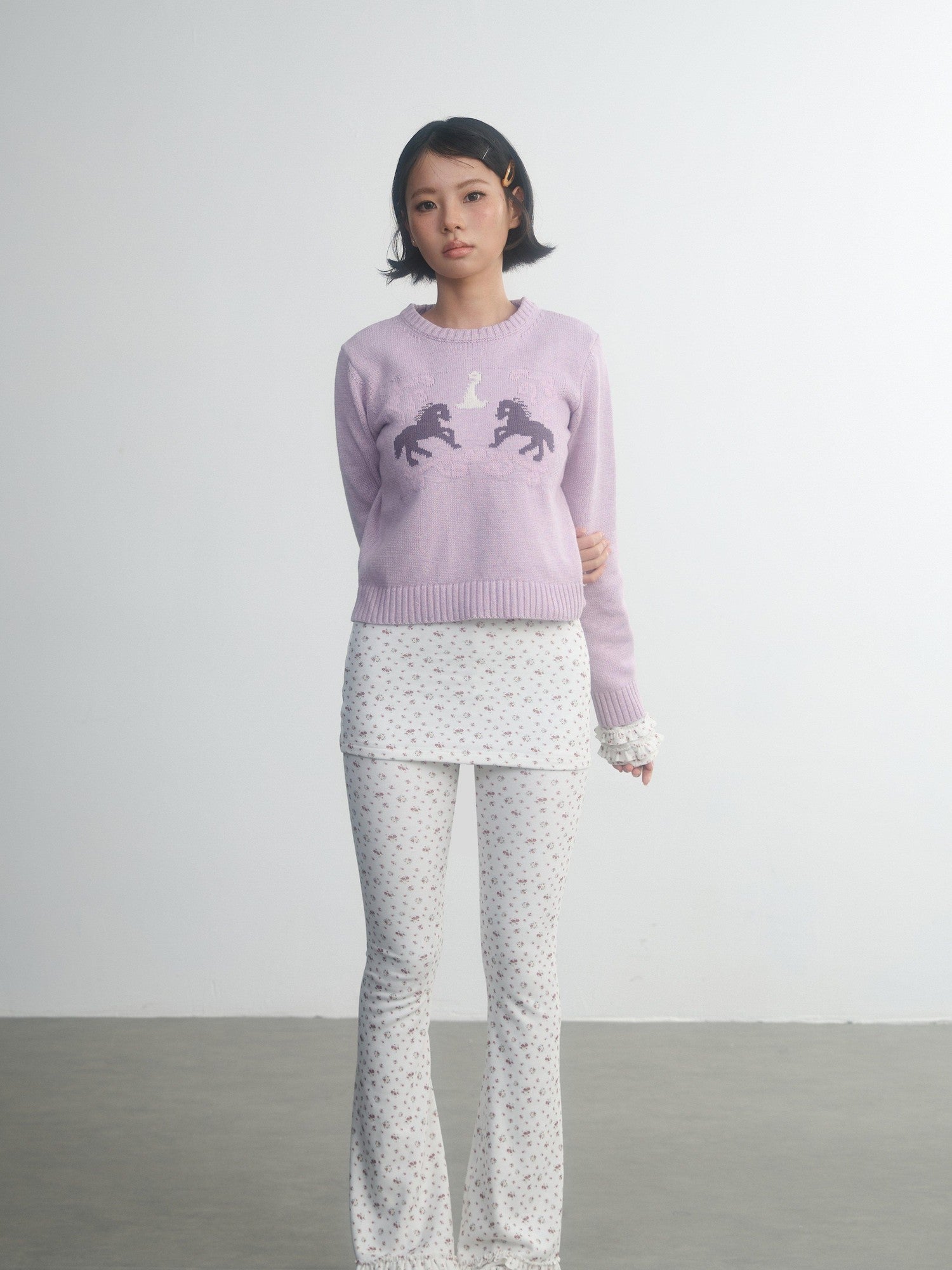 in two twos Retro Fairy Tale Pony Intarsia Knit Women&