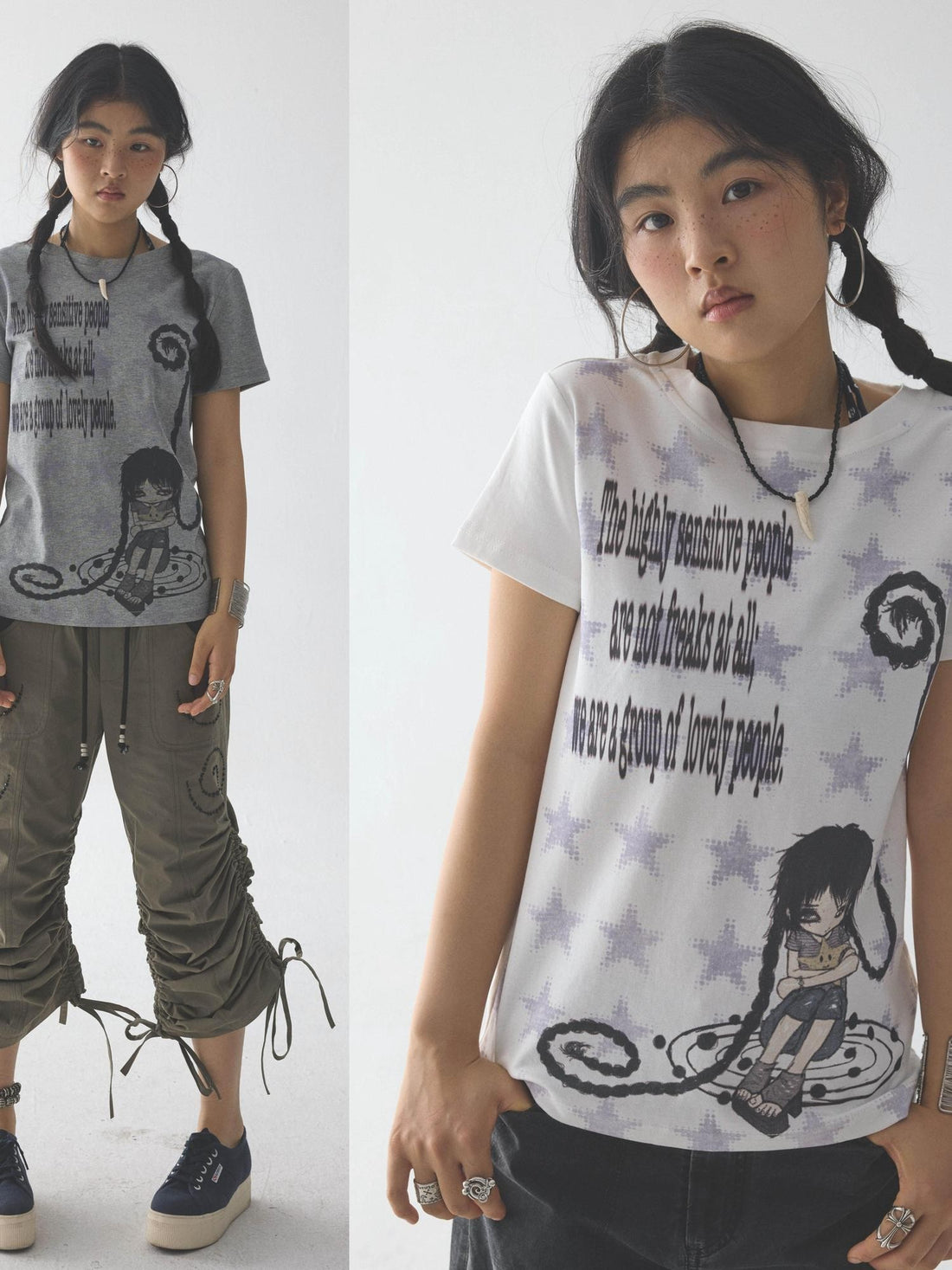 in two twos Rolled Hem Comic Star Print Women&