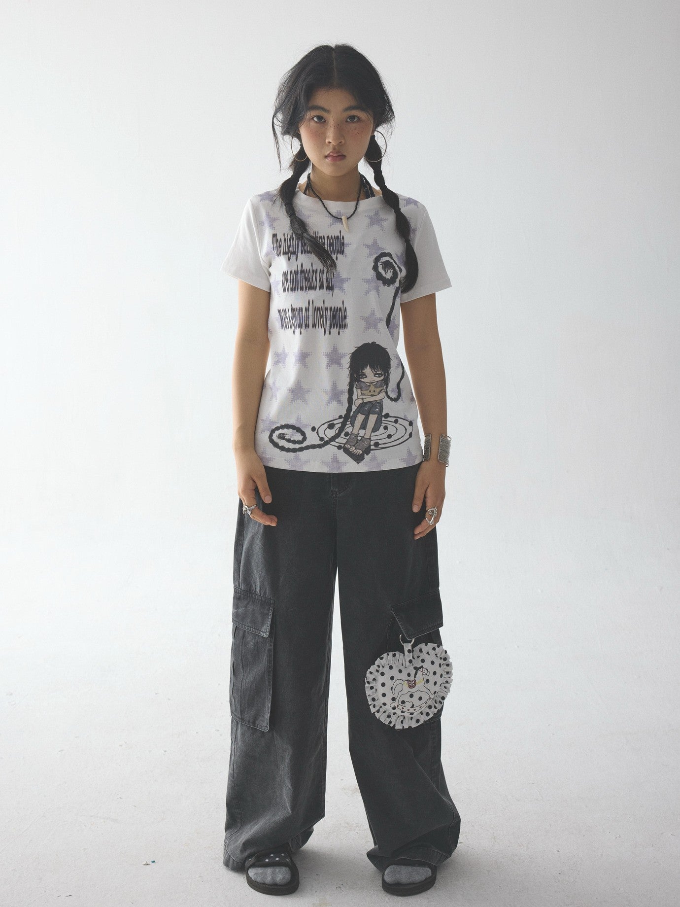 in two twos Rolled Hem Comic Star Print Women&