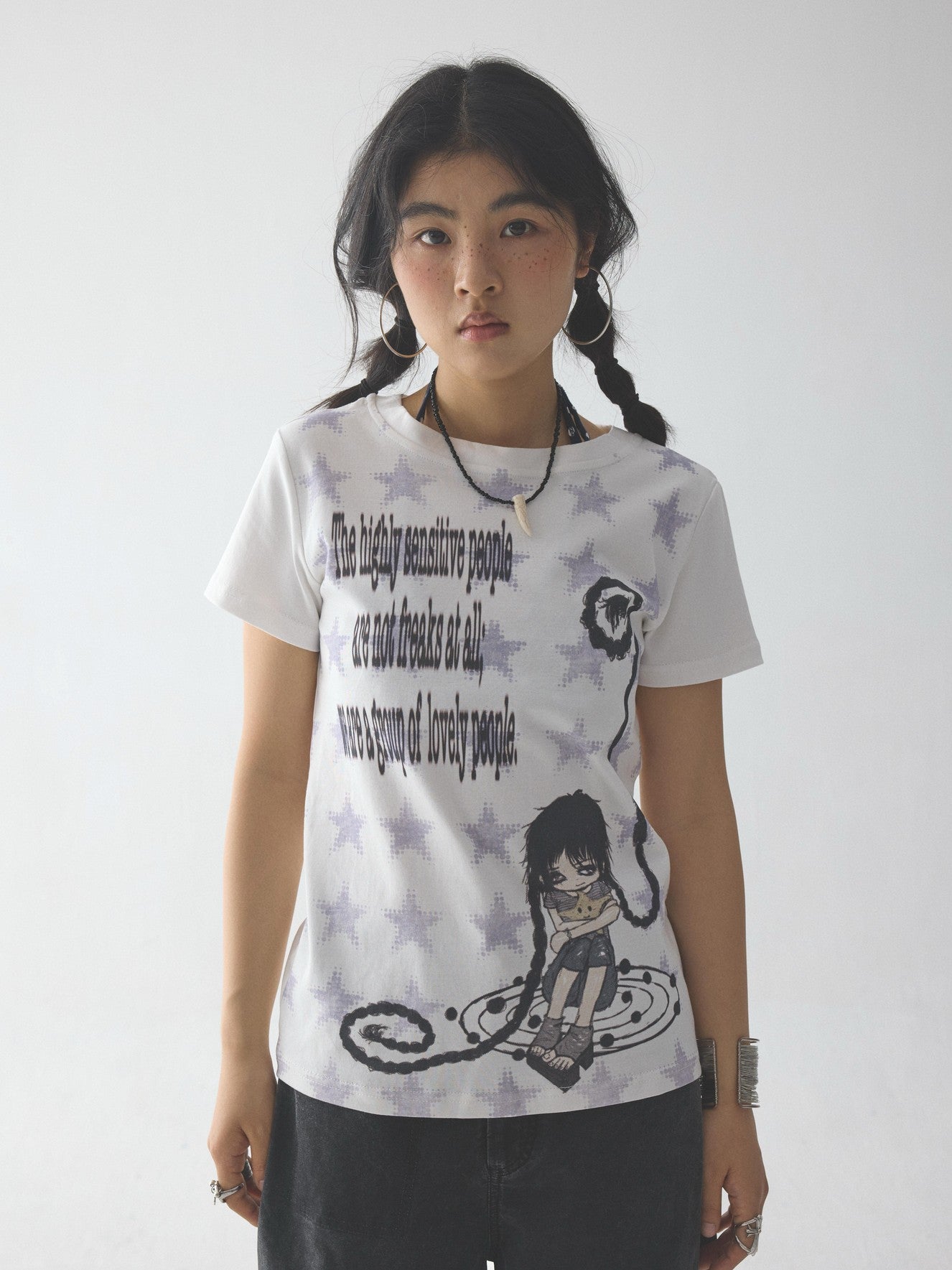 in two twos Rolled Hem Comic Star Print Women&