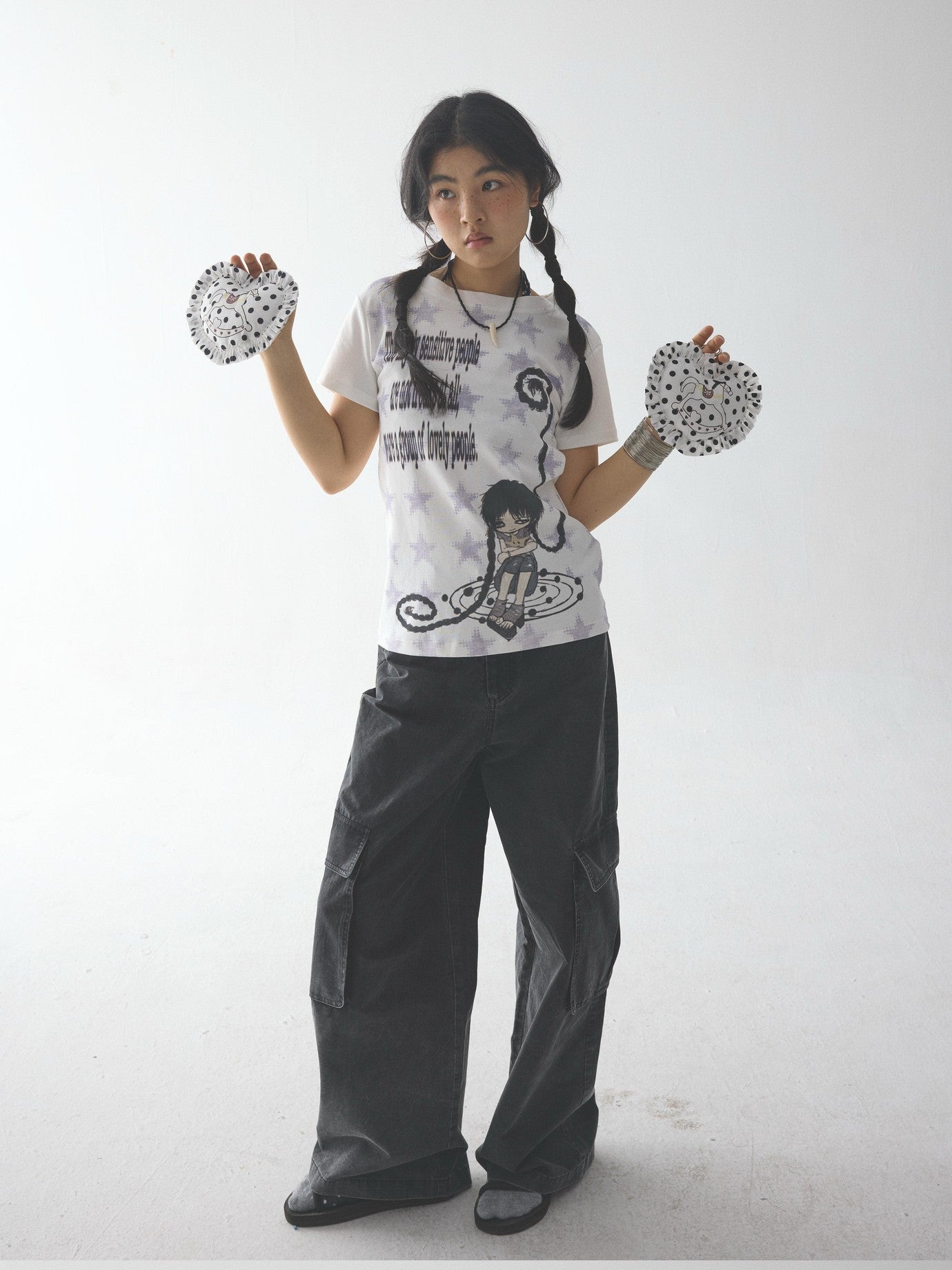 in two twos Rolled Hem Comic Star Print Women&