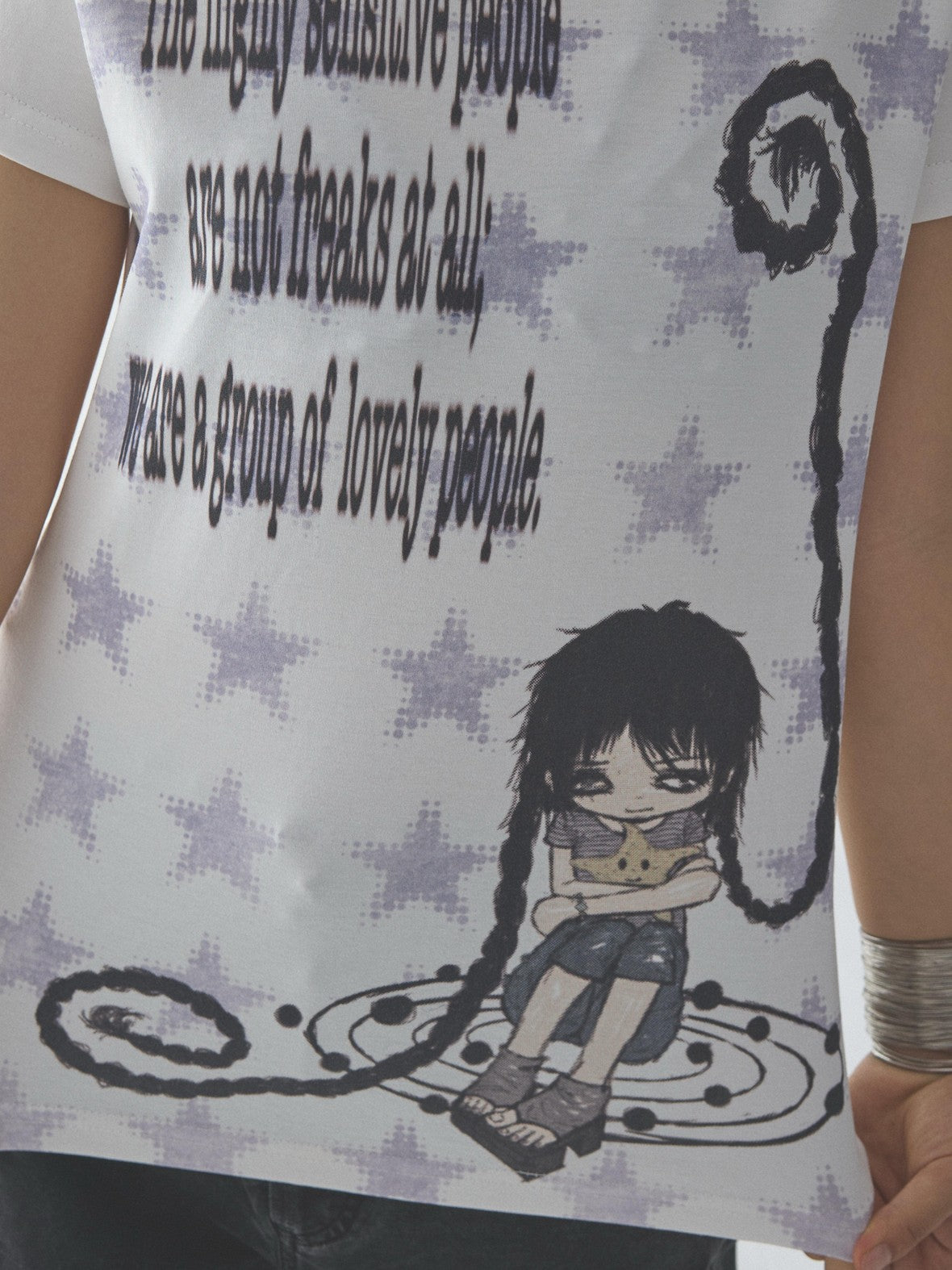 in two twos Rolled Hem Comic Star Print Women&