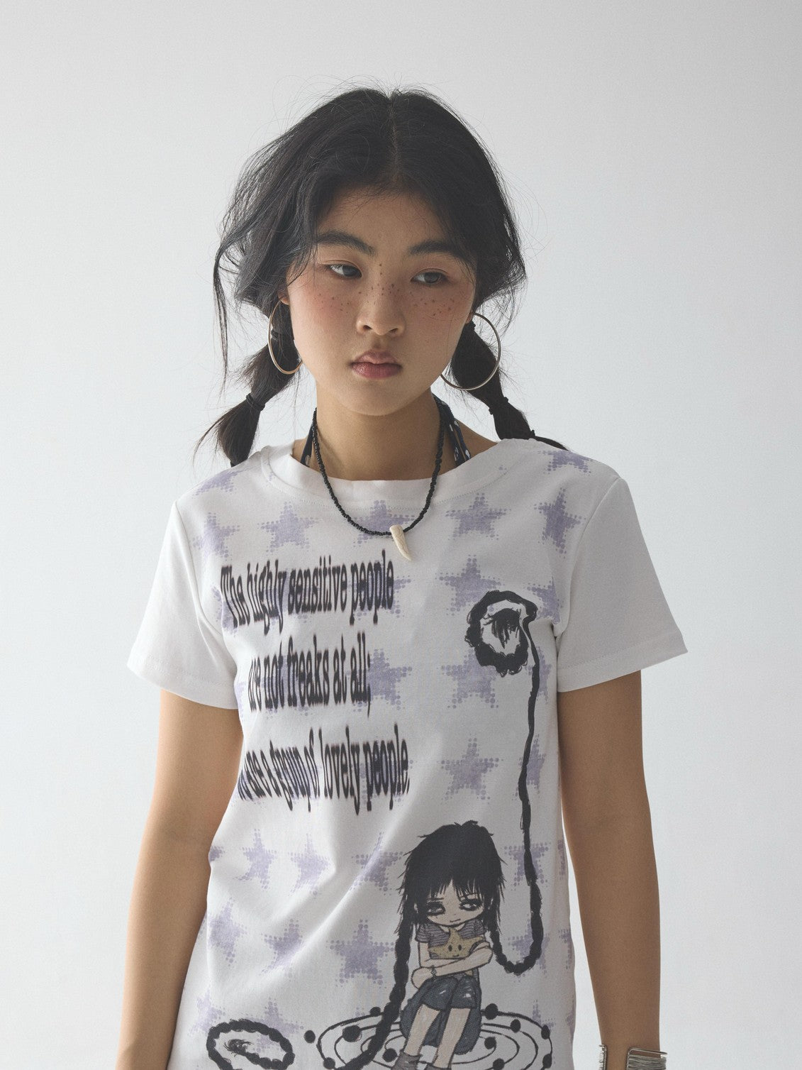 in two twos Rolled Hem Comic Star Print Women&