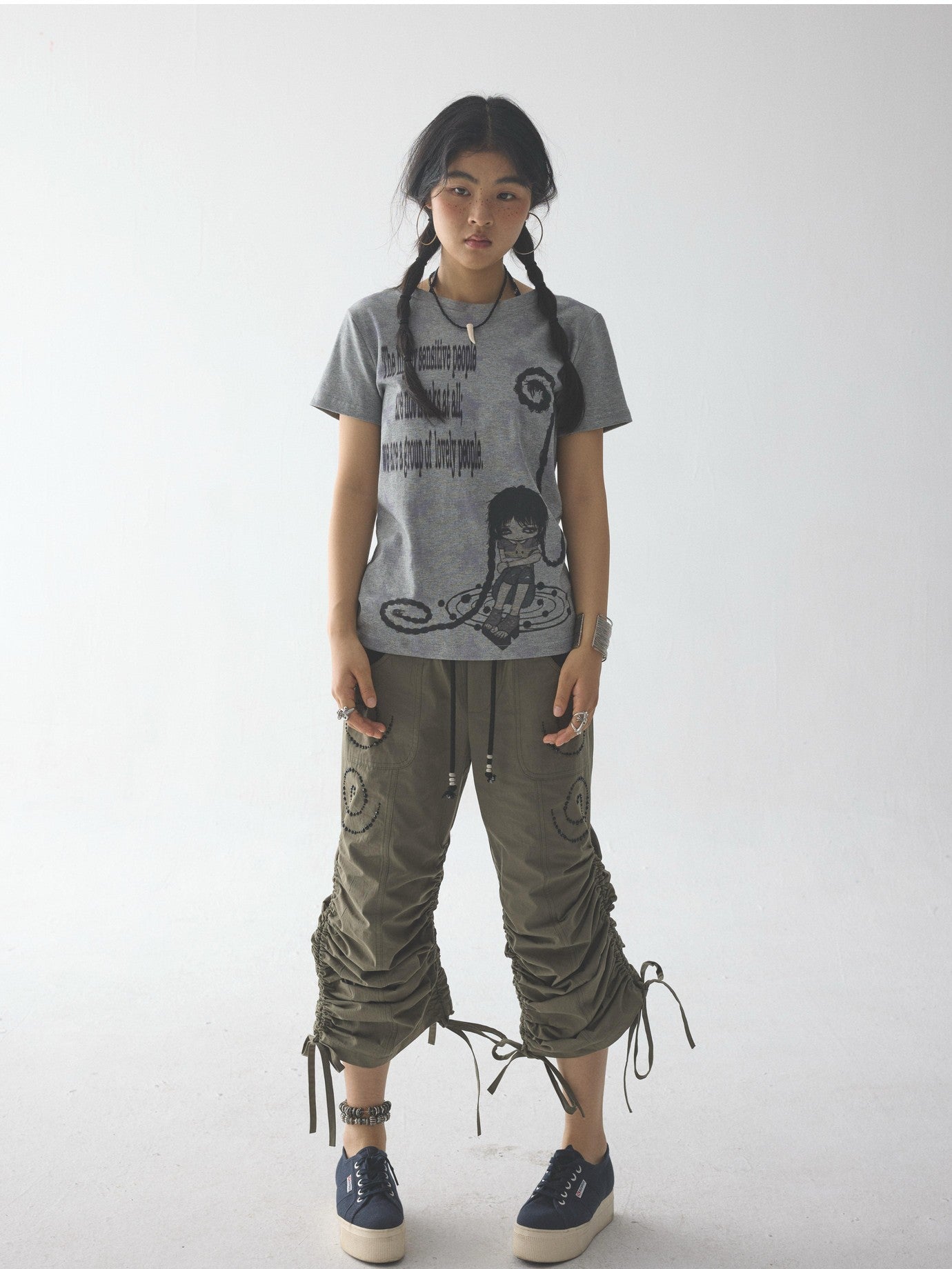 in two twos Rolled Hem Comic Star Print Women&