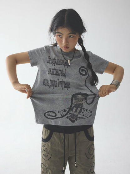 in two twos Rolled Hem Comic Star Print Women&