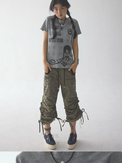 in two twos Rolled Hem Comic Star Print Women&