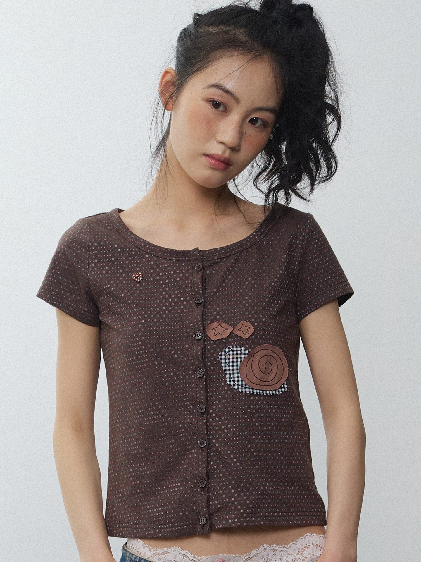 in two twos Vintage Handmade Snail Applique Women&