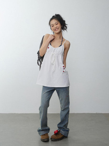 in two twos Vintage Ladybug Embroidered Layered Slip Style Women&