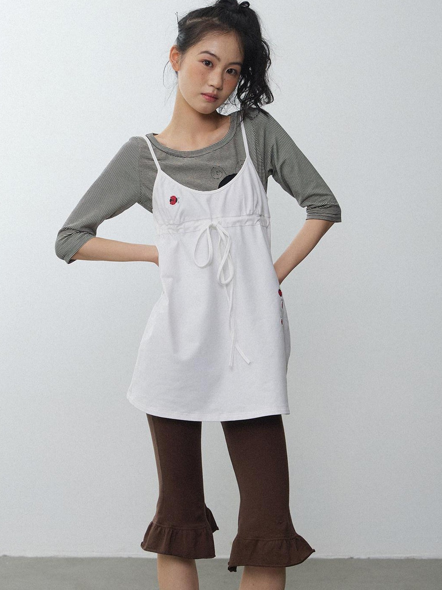 in two twos Vintage Ladybug Embroidered Layered Slip Style Women&