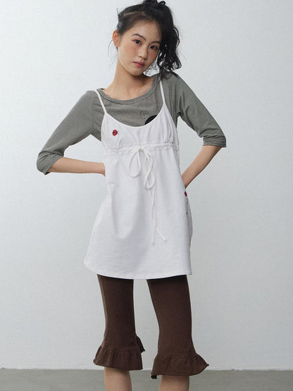 in two twos Vintage Ladybug Embroidered Layered Slip Style Women&