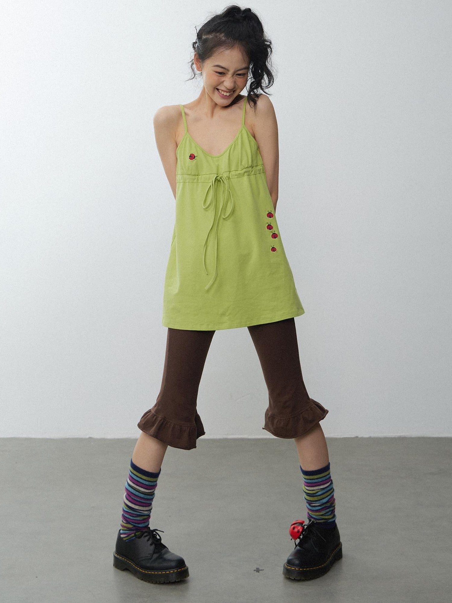 in two twos Vintage Ladybug Embroidered Layered Slip Style Women&