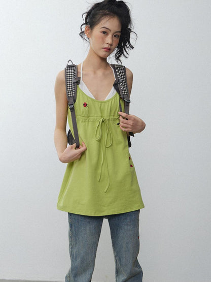 in two twos Vintage Ladybug Embroidered Layered Slip Style Women&