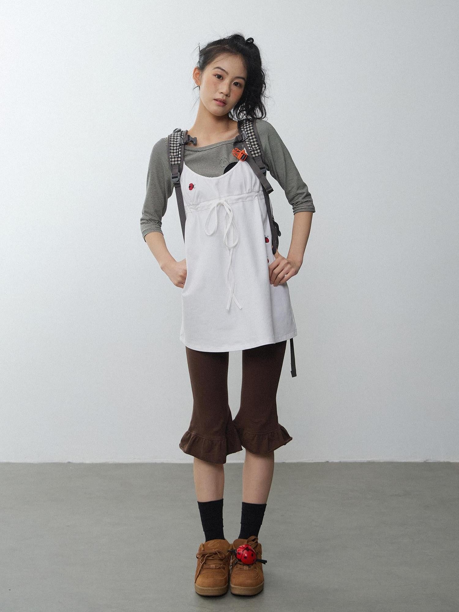 in two twos Vintage Ladybug Embroidered Layered Slip Style Women&