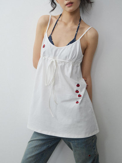 in two twos Vintage Ladybug Embroidered Layered Slip Style Women&