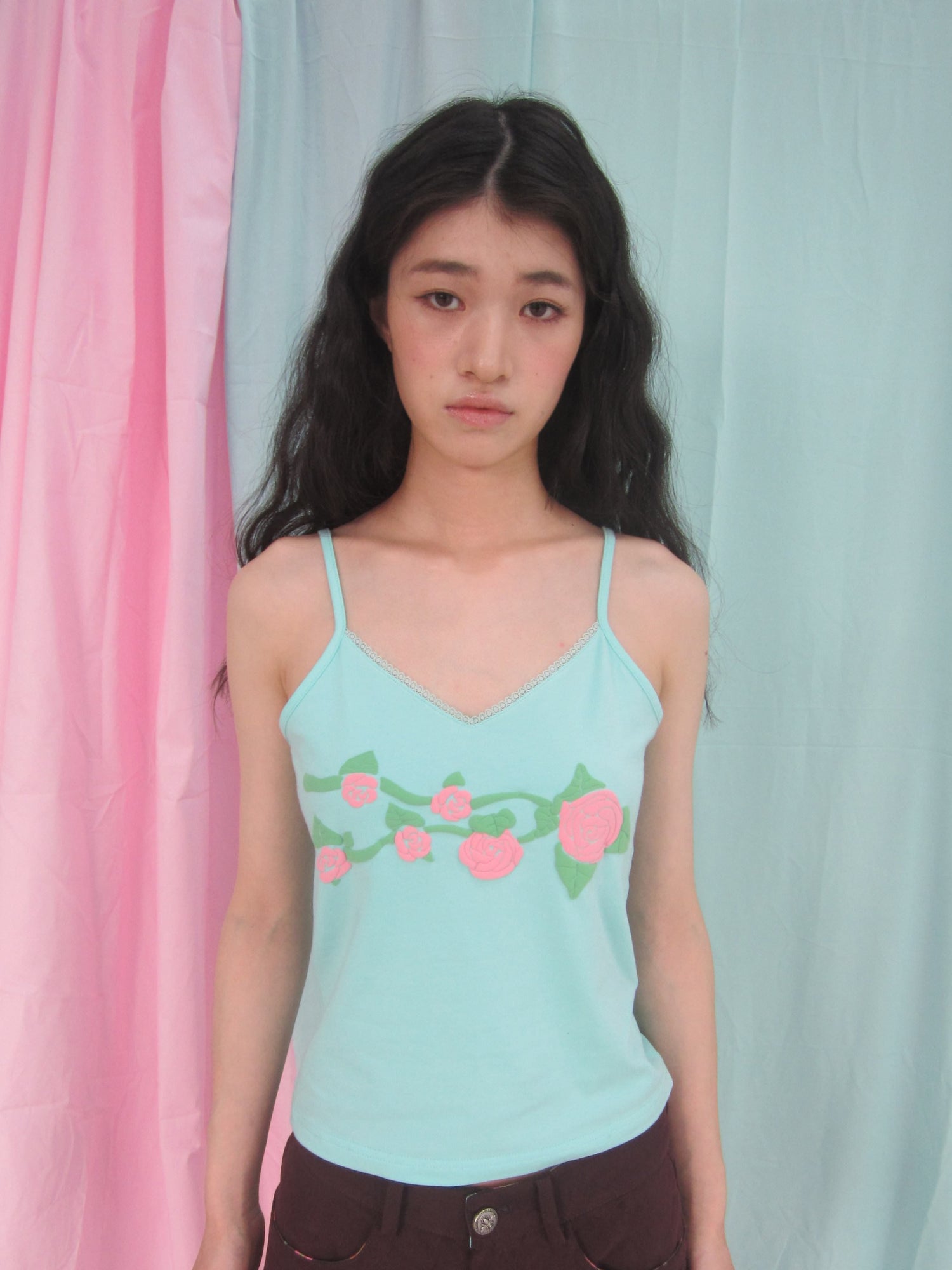 in_two_twos_Vintage_Mint_Floral_Tiered_Ruffle_V-neck_Women&