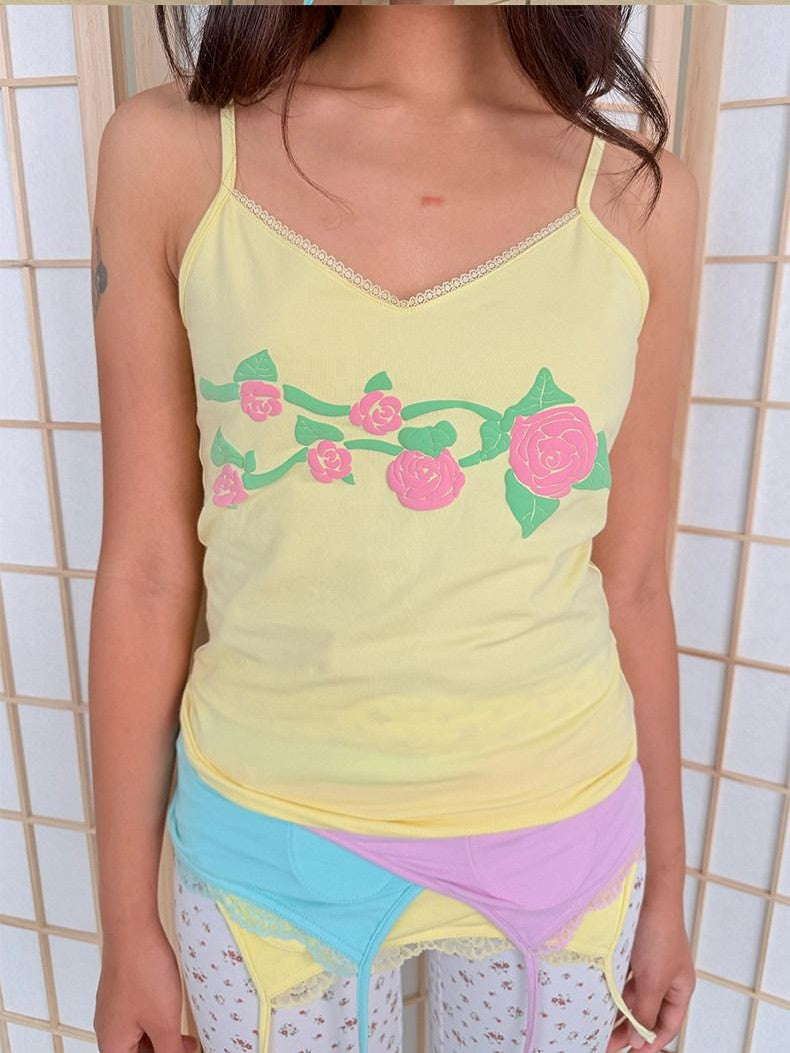 in two twos Vintage Mint Floral Tiered Ruffle V-neck Women&